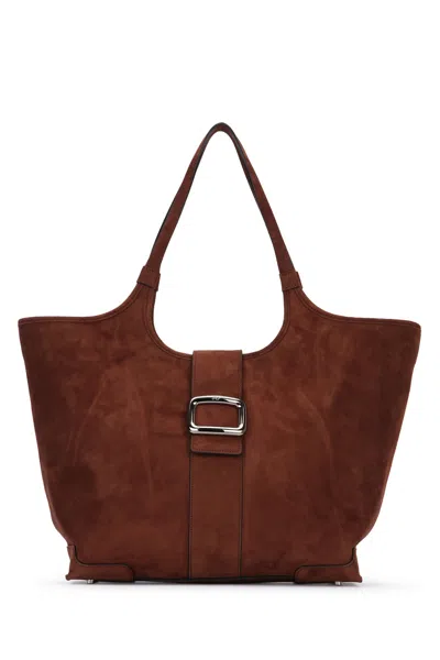 Roger Vivier Suede Tote Tote Bag In Brown