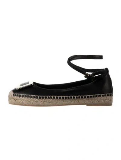Pre-owned Roger Vivier Suede Whipstitch Trim Espadrilles In Black