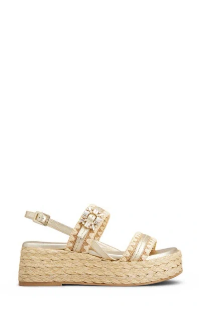 Roger Vivier Summer Crystal Embellished Platform Espadrille Sandal In Gold