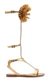 Roger Vivier Sun Flower-embellished Metallic Leathers Sandals In Gold