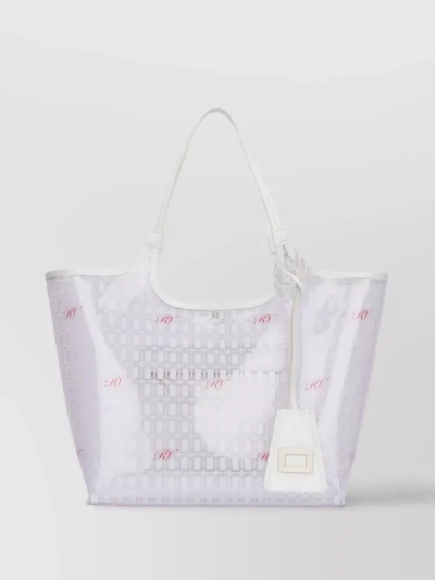 Roger Vivier Textured Crocodile Transparent Tote In White