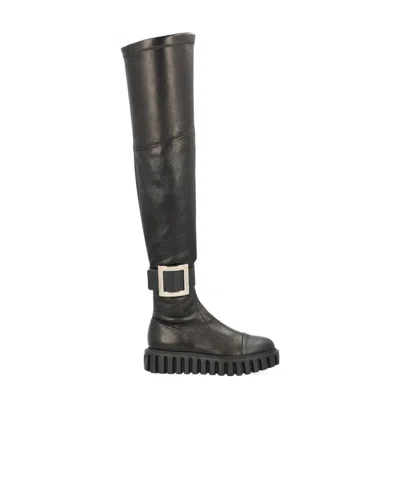 Roger Vivier Thick-soled Boots With Black Logo