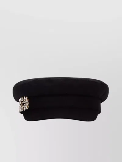 Roger Vivier Top Curve Embellished Hat In Black