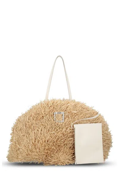Roger Vivier Top Handle Tote Bags In Beige