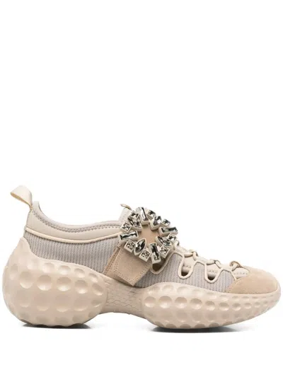 Roger Vivier Touch-strap Crystal Sandals In Neutral
