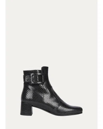 Roger Vivier Tres Vivier 45mm Snakeskin-embossed Leather Ankle Boots In Black