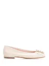 Roger Vivier Embellished Slip-on Ballerinas In White