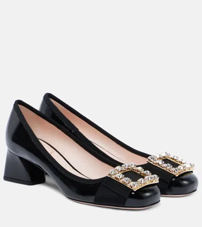 Roger Vivier Très Vivier Embellished Patent Leather Pumps In Black