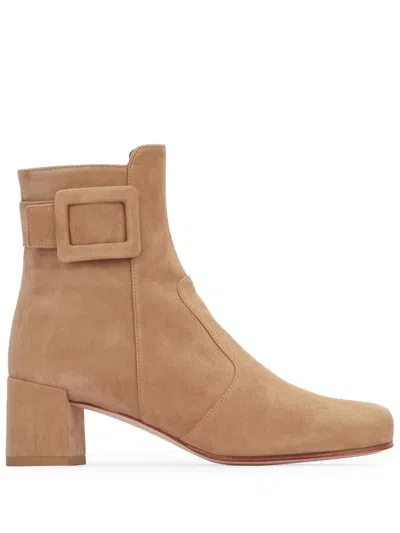 Roger Vivier Tres Vivier Leather Ankle Boots In Brown