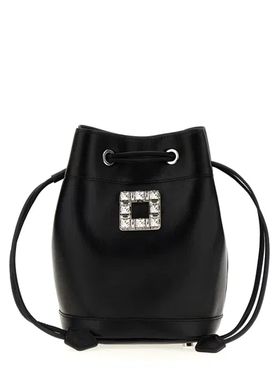 Roger Vivier Très Vivier Leather Bucket Bag In Black