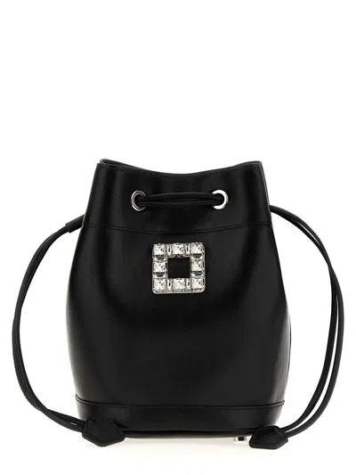 Roger Vivier Tres Vivier Leather Bucket Bag In Black