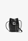 Roger Vivier Mini Leather Bucket Bag With Crystal Buckle In Black