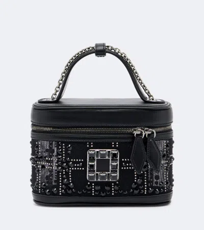 Roger Vivier Tres Vivier Micro Crystal-embellished Vanity Bag In Black