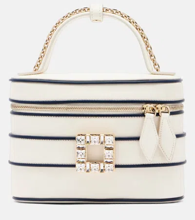 Roger Vivier Vanity Tres Vivier Micro Bag In Leather In Neutral