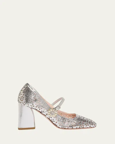 Roger Vivier Tres Vivier Napa Mary Jane Pumps In Silver