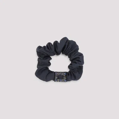 Roger Vivier Tres Vivier Stone Cotton Scrunchie In Blue