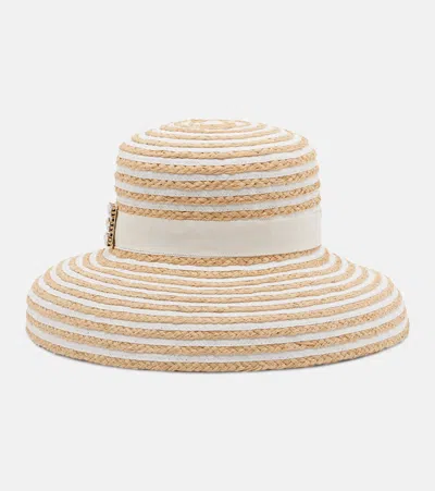 Roger Vivier Très Vivier Hat In Raffia In Sand