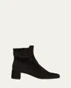 Roger Vivier Trs Vivier Suede Ankle Boots In Black