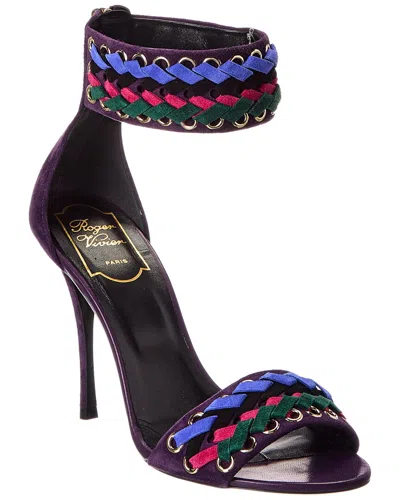 Roger Vivier Tressage Suede Sandal In Multi