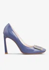 Roger Vivier Trompette 100 Pumps In Patent Leather In Blue