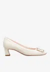 Roger Vivier Trompette 45 Calf Leather Pumps In Off-white