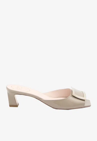 Roger Vivier Trompette 45 Leather Mules In Neutral