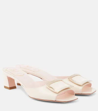 Roger Vivier Trompette 45 Patent Leather Mules In Off-white