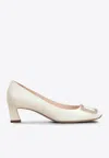 Roger Vivier Women's Calfskin D'orsay With Wide Heel Belle Vivier T. 45 Pumps In Cream