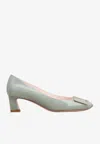 Roger Vivier Belle Vivier Trompette Patent-leather Pumps In Green