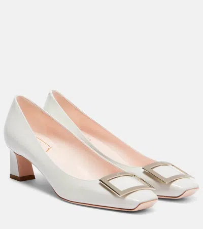 Roger Vivier Trompette 45 Patent Leather Pumps In White