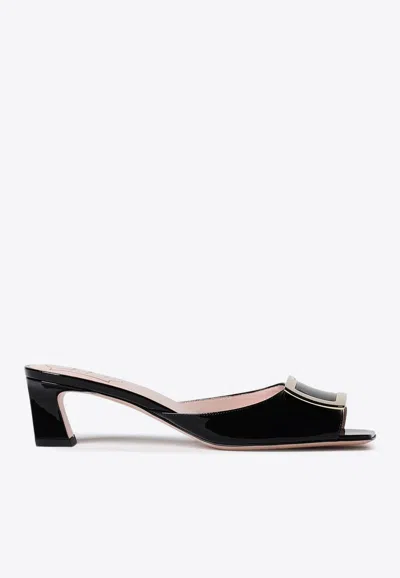 ROGER VIVIER TROMPETTE 45 PATENT-LEATHER SLIDES