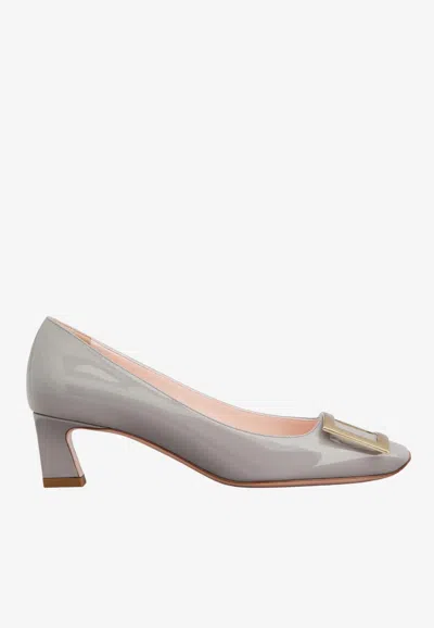 Roger Vivier Trompette 45 Pumps In Patent Leather In Gray
