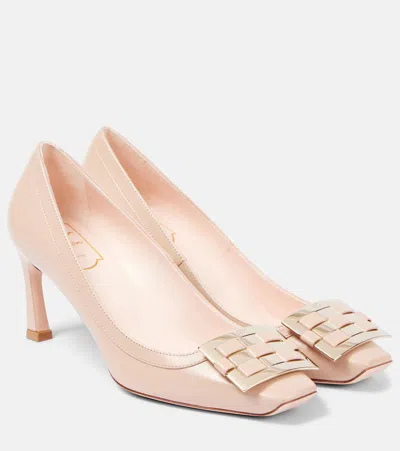 Roger Vivier Trompette 70 Leather Pumps In Collant