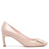 Roger Vivier Trompette 70 Metal Buckle Beige Pumps In Multicolor