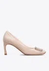 Roger Vivier Trompette 45 Metal Buckle Pumps In Patent Leather In Pink
