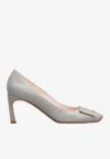 Roger Vivier Belle Vivier Trompette Patent-leather Pumps In Gray