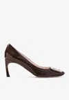 Roger Vivier Trompette 70 Pumps In Patent Leather In Brown