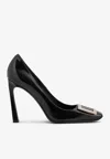 Roger Vivier Patent Leather Belle Vivier Pumps With Maxi Buckle 8cm In Black