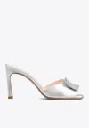 Roger Vivier Trompette Metal Clasp High-heeled Sandals In Silver