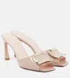 Roger Vivier Trompette 85 Patent Leather Mules In Beige