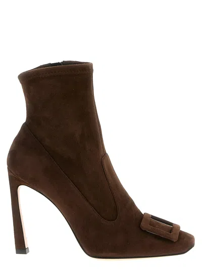 Roger Vivier Trompette Ankle Boots In Brown