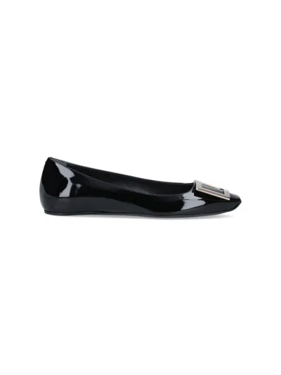 Roger Vivier Trompette Ballerinas By In Patent Leather With Buckle In Black
