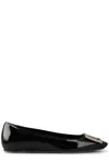 Roger Vivier Trompette Bellerine Glossed-leather Ballet Flats In Black