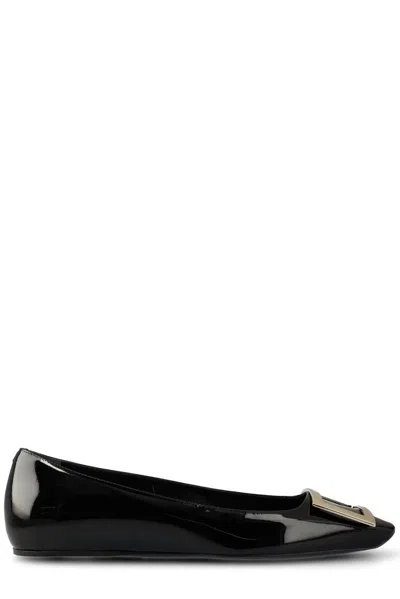 Roger Vivier Trompette Buckle Ballerina Flats In Black