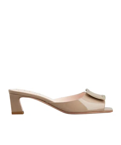 Roger Vivier Trompette Buckle High-heeled Sandals In Beige