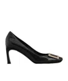 Roger Vivier Belle Vivier T.70 Black Calfskin Pumps With Metal Buckle In Black