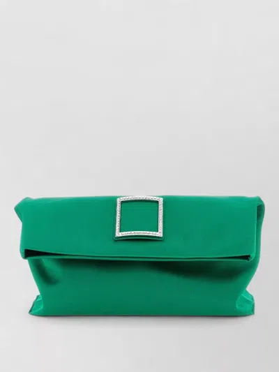 Roger Vivier Trompette Chain Strap Clutch Rectangular Buckle In Green
