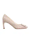 Roger Vivier Trompette Buckle Heels In Nude