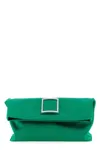Roger Vivier Trompette Chain Strap Clutch Rectangular Buckle In Green