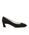 Roger Vivier 70mm Buckle-embellished Suede Pumps In Black